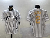 Men's New York Yankees #2 Derek Jeter White Pinstripe Fashion Cool Base Jersey,baseball caps,new era cap wholesale,wholesale hats